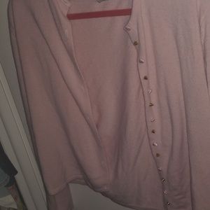 large studded pastel pink cardigan